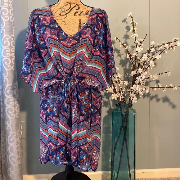 Beach/Swim Cover Up Vibrant Chevron and Geometric Print - Picture 1 of 11